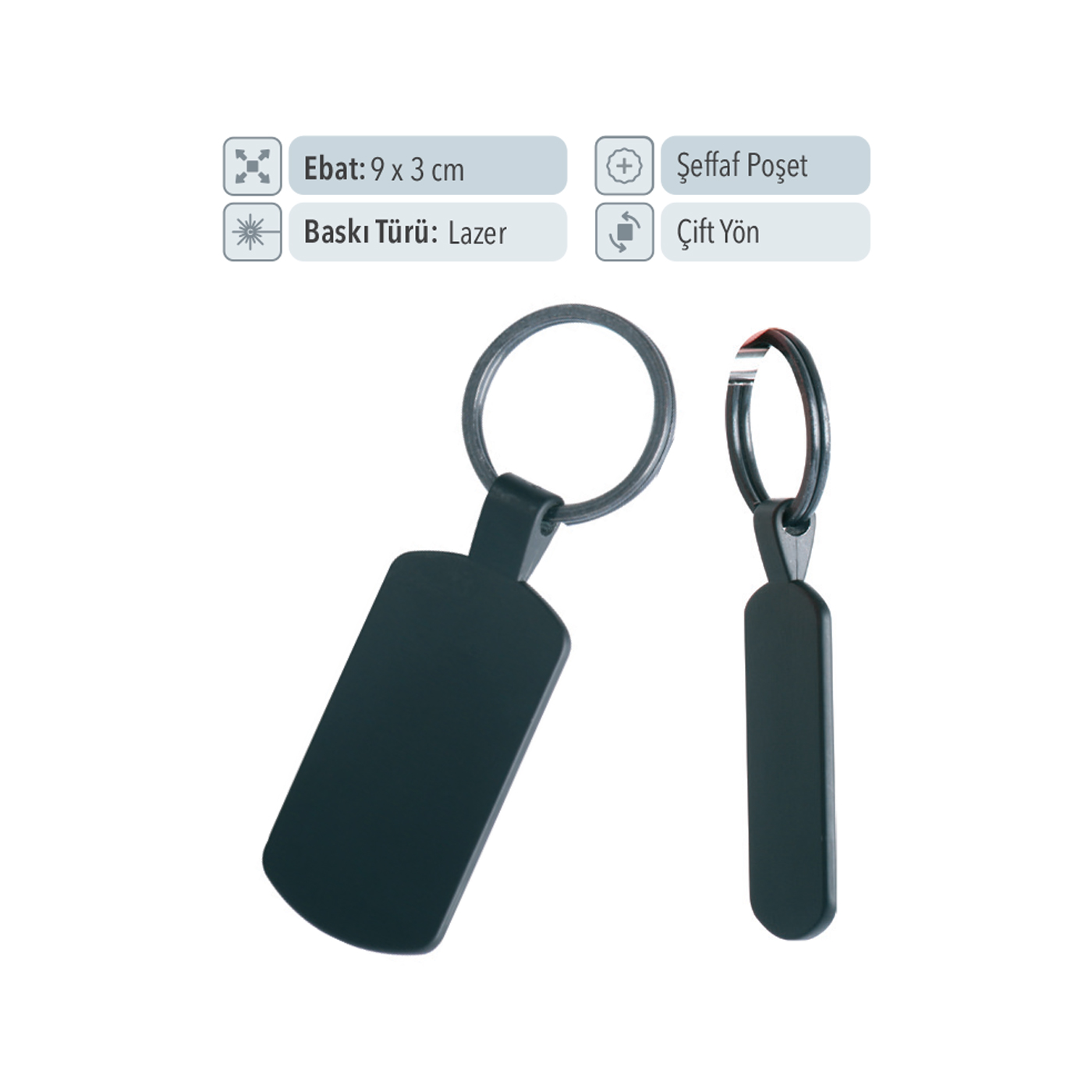 37110 - Halkalı Model Siyah Renk Anahtarlık