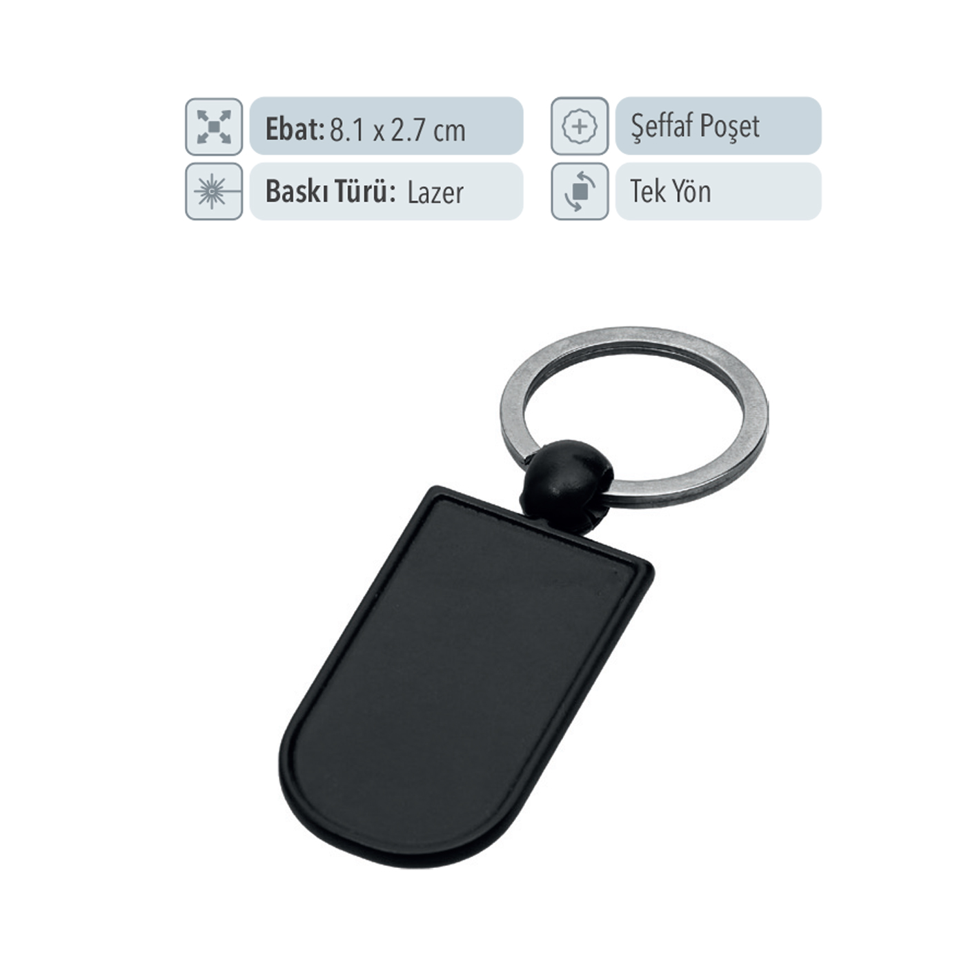 37112 - Siyah Renk Metal Anahtarlık Modeli