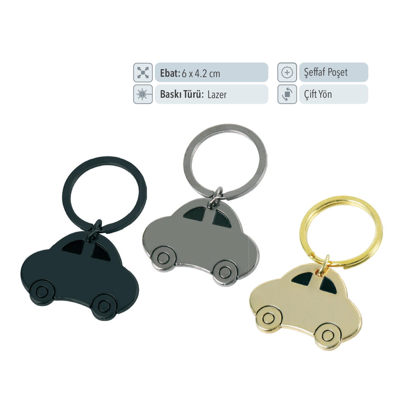 37124 - Promosyon Metal Araba Şekilli Anahtarlık