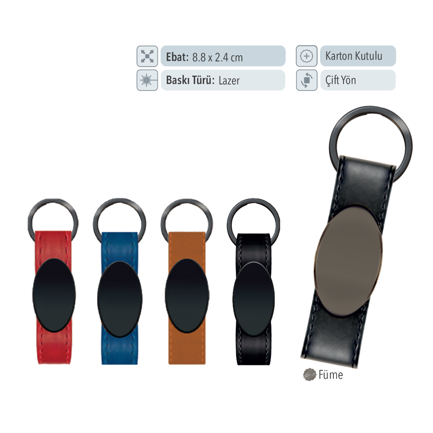 37036 - Şık Metal ve Deri Anahtarlık