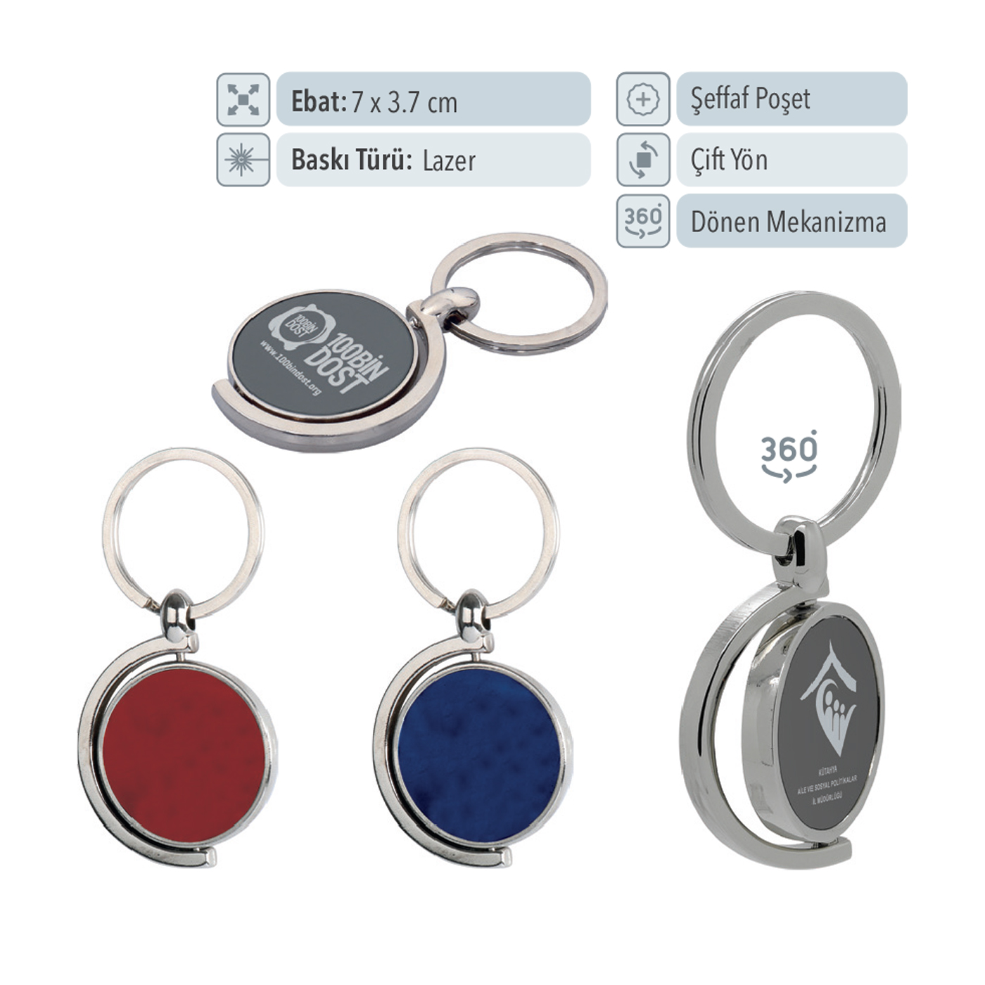 37052 - Promosyon Dönen Mekanizmalı Anahtarlık