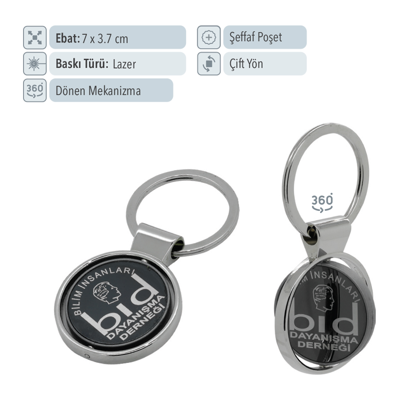 37054 - Klasik Tasarım Dönen Mekanizmalı Anahtarlık