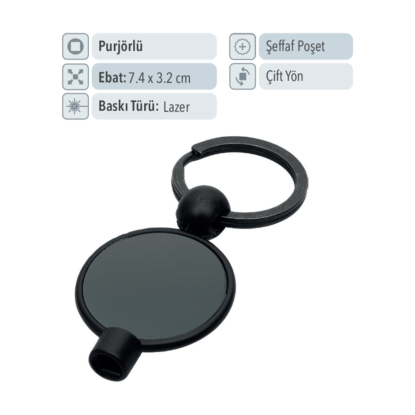 37090 - Metal Purjör Anahtarlık ile Sade Şıklık