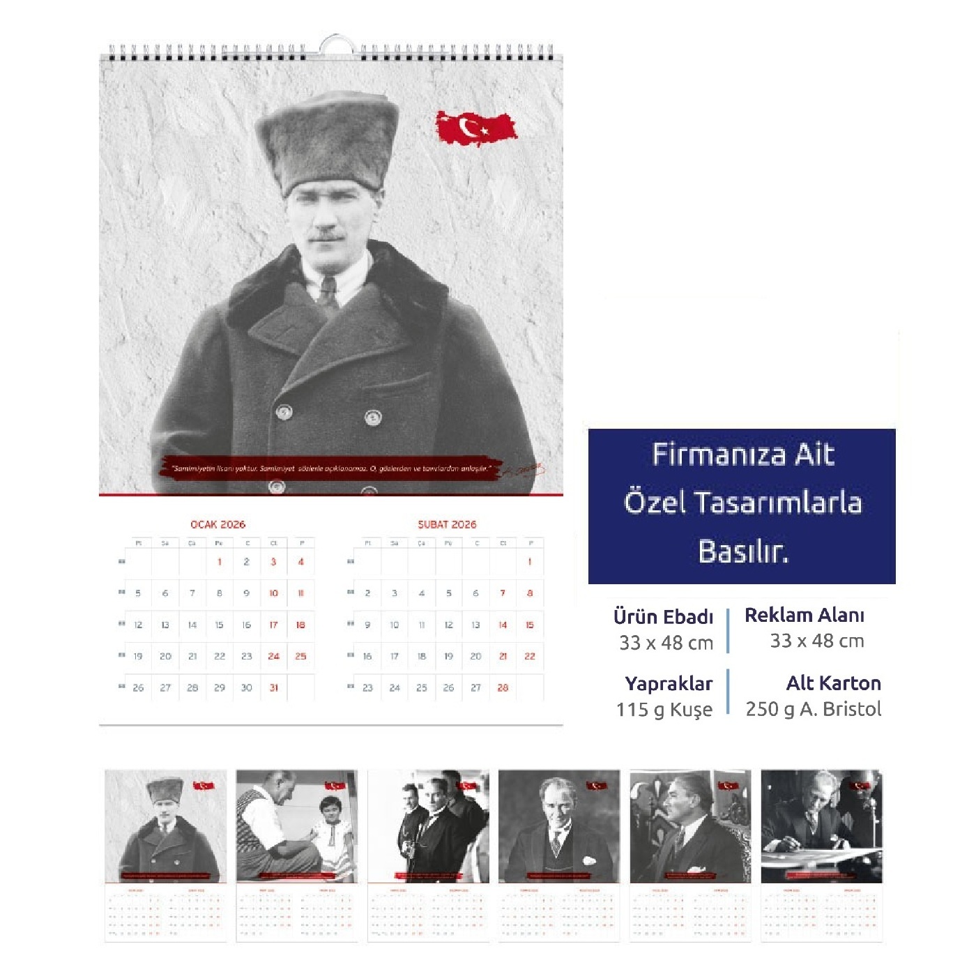 Promosyon Büyük Boy Takvim: 33 × 48cm